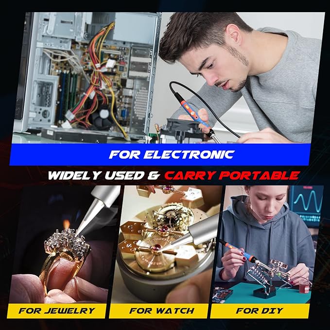 Soldering Iron Kit, 60W 110V Soldering Welding Kit with Ceramic Heater, 10 in 1 Adjustable Temperature Welding Tools, Solder Irons Pen for Metal, Jewelry, Electric Repairing, DIY