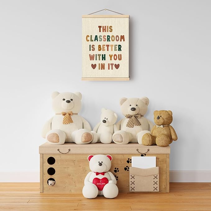 Boat Wades Inspirational Positive Affirmation Wall Art Poster Hanger Frame, Boho Classroom Decor, This Classroom Is Better with You in It Hanging Wall Decor for School Class Room, 12x16 Inch