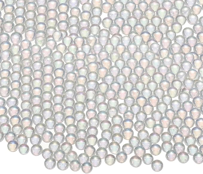 Iridescent Glass Tiny Bubble Beads, 2.5-3.0mm 10g No Hole Micro Mini Round White Transparent Water Droplets Beads - Applications: for Resin Filler, Nail Art, Dollhouse Bath Tub