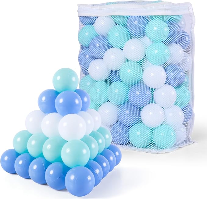 Ball Pit Balls Pack of 100 200 500 - Star and Round Set BPA Free Phthalate Free Non-Toxic Crush Proof Play Balls Soft Plastic Balls for Toddlers Baby Kids Birthday Pool Tent Party