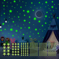 Glow in The Dark Stars Wall Stickers - 6 Sheets 307 Pcs Glowing Wall Decals Ceiling Stickers, Stick on Stars Glow in The Dark for Baby Kids Bedroom Wall Decor