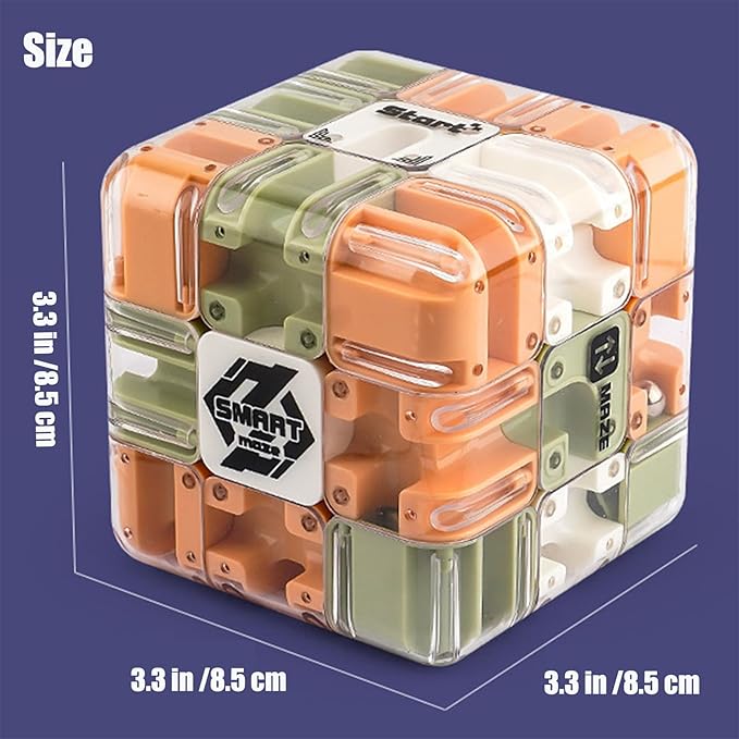 2pcs Large Labyrinth 3D Puzzle Maze Cube,Engaging Brain Teaser Toy,3D Magic Cube Maze Ball Puzzle for Stress Relief & Logic Development (Yellow)