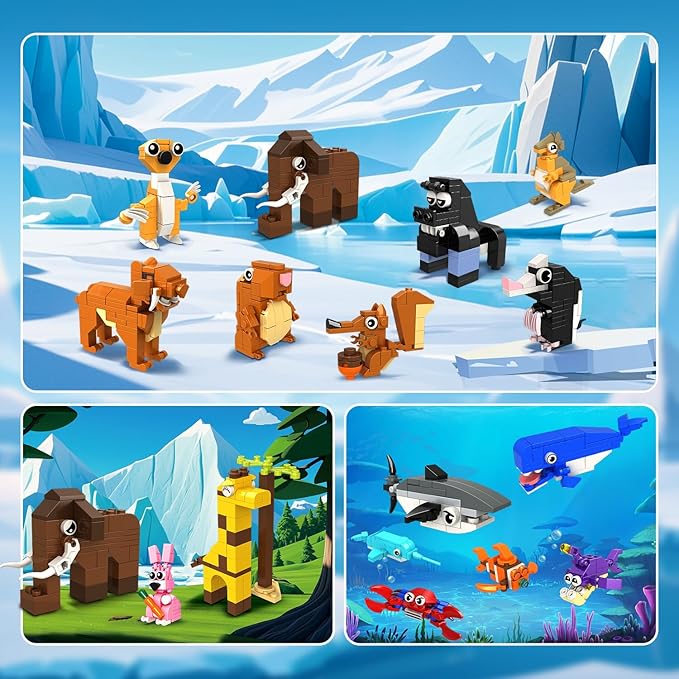 HOGOKIDS 24 Pack Large Building Set Party Favors for Kids – 1000 PCS Mini Blocks Toy to Build Realistic Animals, Goodie Bag Stuffers Classroom Prizes Easter Birthday Gifts for Boys Girls Ages 6-12