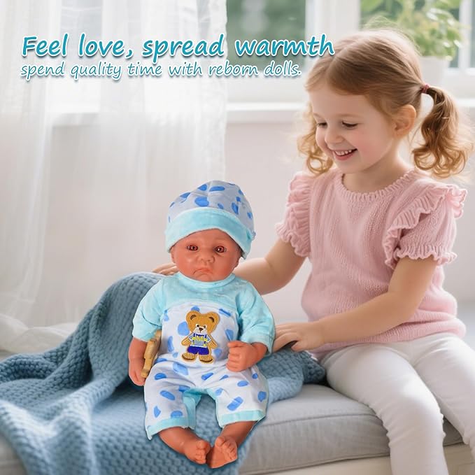 Reborn Baby Dolls Silicone Full Body 15.4in Weighted Real Life Open-Eyes Boy Dolls Lifelike Newborn Baby Soft Body Flexible Limbs Not Vinyl