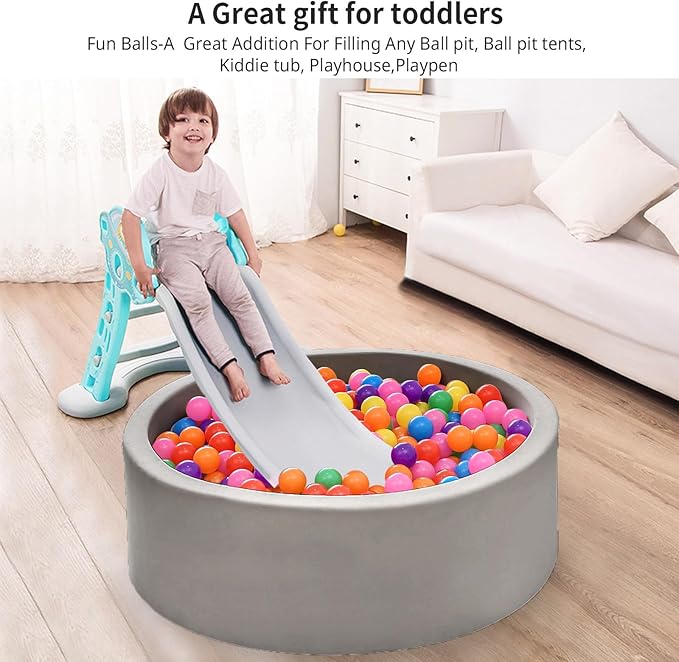 Ball Pit Balls Pack of 100 200 500 - Star and Round Set BPA Free Phthalate Free Non-Toxic Crush Proof Play Balls Soft Plastic Balls for Toddlers Baby Kids Birthday Pool Tent Party