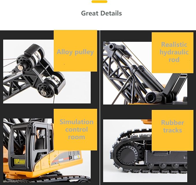Gemini&Genius Crawler Crane Construction Vehicle Toy Dragline Heavy Duty 1/50 Crane Work Car, Engineering Truck, Site Sandbox Car Toy, Collectible or Decoration for Kids