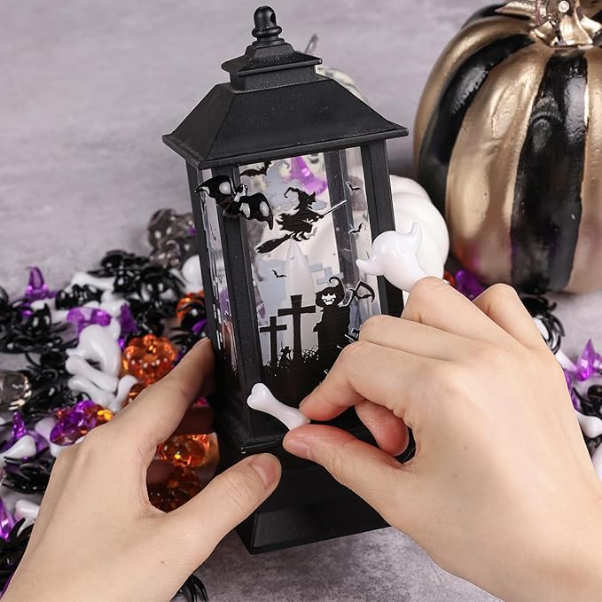 FUTUREPLUSX 180-200PCS Halloween Vase Filler, Halloween Sensory Bin Filler, Assorted Plastic Pumpkins, Spiders, Skulls, Bats, Ghosts & Witch Hats – Spooky Party Decorations, Classroom & Home