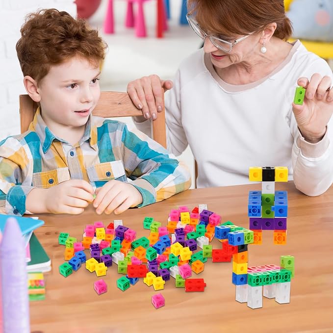 Jenaai 200 Pieces Linking Cubes for Math Counting Cubes, Plastic Counting Blocks, Colorful Math Manipulatives Classroom Learning Supplies for Preschool Activities Boy Girl(Classic Style)
