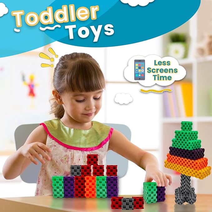 Building Blocks - 96 PCS STEM Educational Building Blocks for Toddlers & Kids Ages 3 to 9+ | Creative & Fun Building Toys for Boys and Girls - Ideal Christmas or Birthday Gift