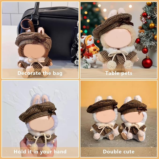 Doll Clothes Set for 17cm Dolls - Princess Dress Outfits with Bonnet/Bow Hair Accessories, Cute Clothes for Display & Photography (STK05)