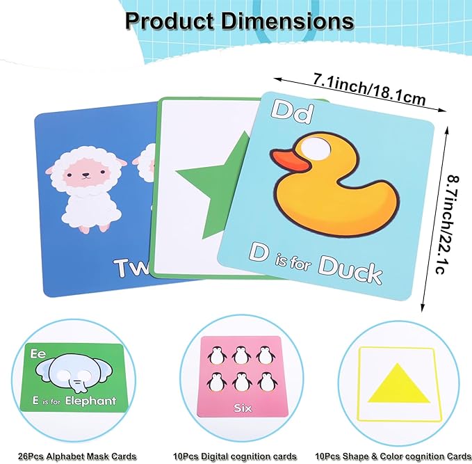 46 PCS Alphabet Flash Cards,Giant ABC Animal Flash Cards for Toddler,46 Lowercase and Uppercase Letter Cards,Educational Learning Games for Kids,Preschool Kindergarten Toys