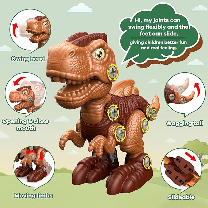 Kids Toys Stem Dinosaur Toy - Take Apart Dinosaur Toys for Kids 3-5 5-7 | Construction Building Boy Toys with Electric Drill | Party Christmas Birthday Gifts Kids Boys Girls 3 4 5 6 7 8 Year Old