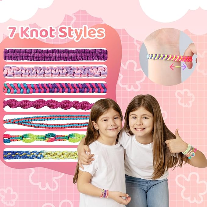 Friendship Bracelet Kit, Bracelet Making Kit, Crafts For Girls Ages 8-12, Bracelet Maker, Girls Toys Age 7 8 9 10 11 Years Old, Best Gift For Girls,Kids Travel Activity Set With Featuring Instructions