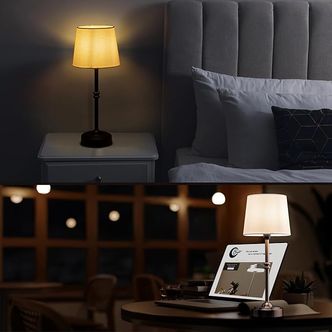 O’Bright Seraph - Cordless LED Table Lamp with Dimmer, Built-in Rechargeable Battery, 3-Level Brightness, Patio Table Lamp, Bedside Night Lamp, Ambient Light for Restaurant, Brushed Nickel