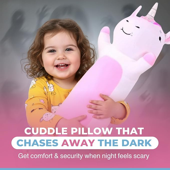 Unicorn Plush Body Pillow for Kids | Long Stuffed Animal Cuddle Pillow | Soft Hugging Toy | Plushie Gift for Girls & Boys | Long Plush Body Pillow for Sleep & Comfort | Medium, 35 Inches