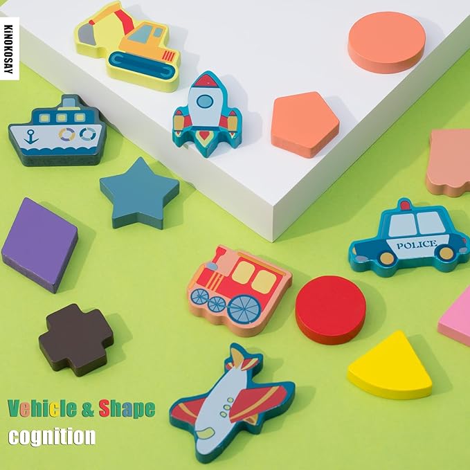 Wooden Alphabet Puzzle All in One Letters Shape Number Matching Board Montessori Educational Early Learning Toy for Preschool Kids