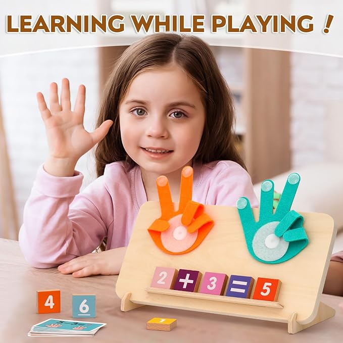 Educational Toys for 3-5 Year Old, Double-Sided Math Manipulatives Number Counting Blocks Writing Practice Board for Kids, Preschool Learning Montessori Toys for Toddlers 2-4 Years