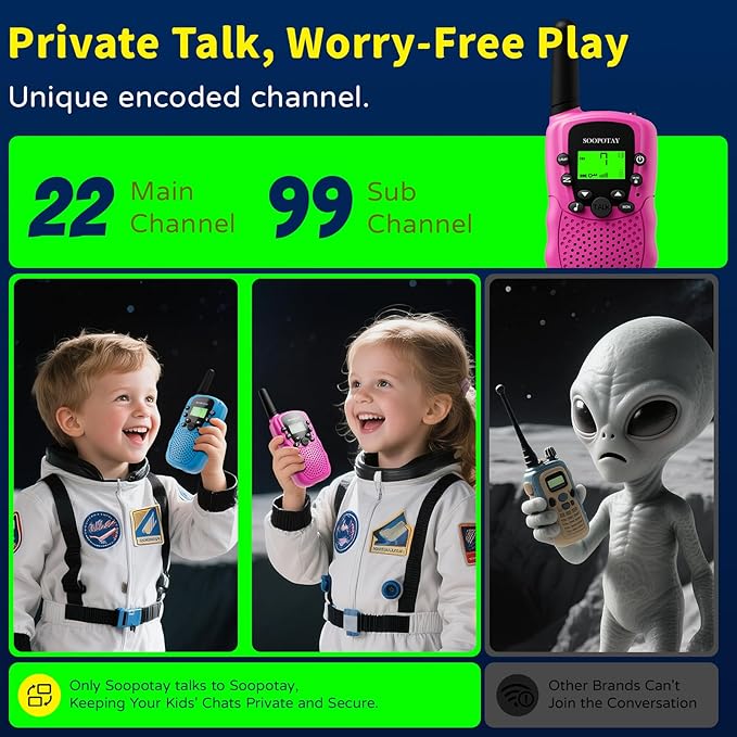 Walkie Talkies for Kids, Walkie Talkie Toys for Girls Boys, Xmas Gifts for Grandkids, Built-in Flashlight, Gifts for 3 4 5 6 7 8 9 10 Year Old Girl Boys, Kids Stocking Stuffers