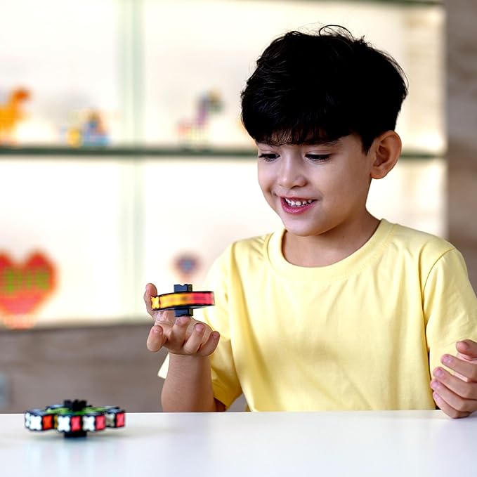 TOSY Magnet Fidget Spinner Mini - 8 Blocks, 3 in 1 Toy: Transformable Fidget Spinner, Infinity Cube, 2x2 Puzzle Cube, Stress Relief, STEM Magnet Tiles Birthday Gift for Kids/Boys/Girls/Adults, 2-Pack