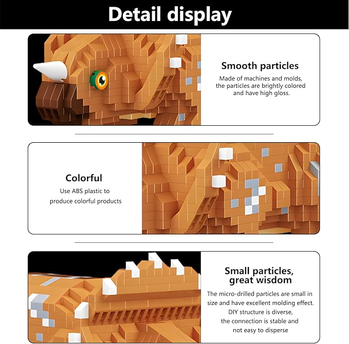 Dinosaur Triceratops Building Blocks Model Decor Micro Mini Blocks Toy Birthday for Age 6+ Children Adults Teens 1145 Pieces