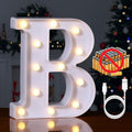 Foaky Rechargeable LED Letter Lights Sign Marquee Light Up Letters Sign for Night Light Wedding/Birthday Party Christmas Lamp Home Bar Decoration (B)