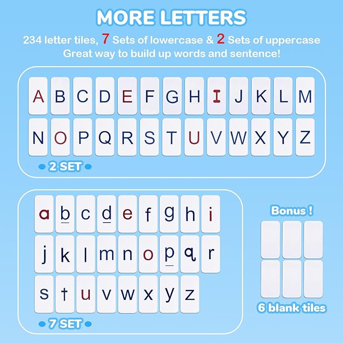 Classroom Magnetic Letter Tiles for Phonics and Spelling-JoyCat 234 Foam Alphabet Tiles Magnetic Letters with Double-Side Magnet Board and Compartment Storage Case