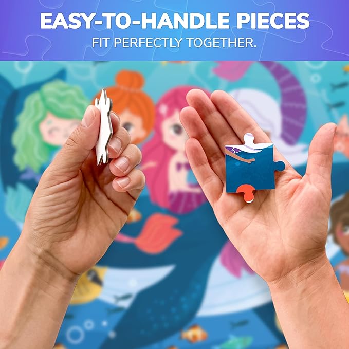 QUOKKA Puzzles for Kids Ages 3-5 - 30 Pieces Puzzles for Toddlers 2-4 - Mermaids Learning Jigsaw Puzzles for Kids 4-6 Years Old - Educational Toys for Boy and Girl