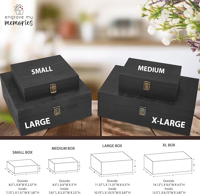 Personalized Wooden Keepsake Box Custom Engraved Adventure Memory Box for Couples Travel Souvenirs Photos Letters - Storage Memento Boxes for Wedding Gifts Newlyweds Anniversary Valentine's Day Gift