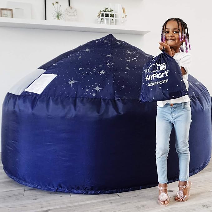 The Original Patented AirFort - Build A Fort in 30 Seconds, Inflatable Fort for Kids, Play Tent for 3-14 Years, A Playhouse Where Imagination Runs Wild, Fan not Included (Starry Night)
