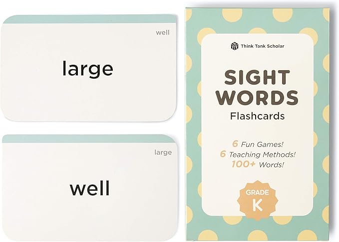 Think Tank Scholar K Sight Words Flash Cards (Kindergarden) Pack 100+ Dolch & Fry (High Freqency) Flashcards - Learn to Read, Learning Kids Ages 4 5 6 7 Homeschool Classroom Elementary School