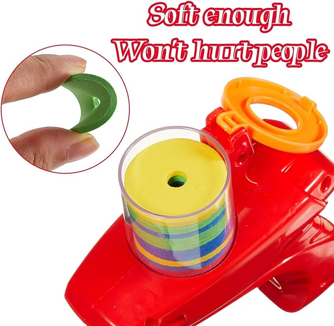 Sumind 2 Pieces Foam Disc Launcher Zip Shot Shooter Disc Shooter (Red, Purple)