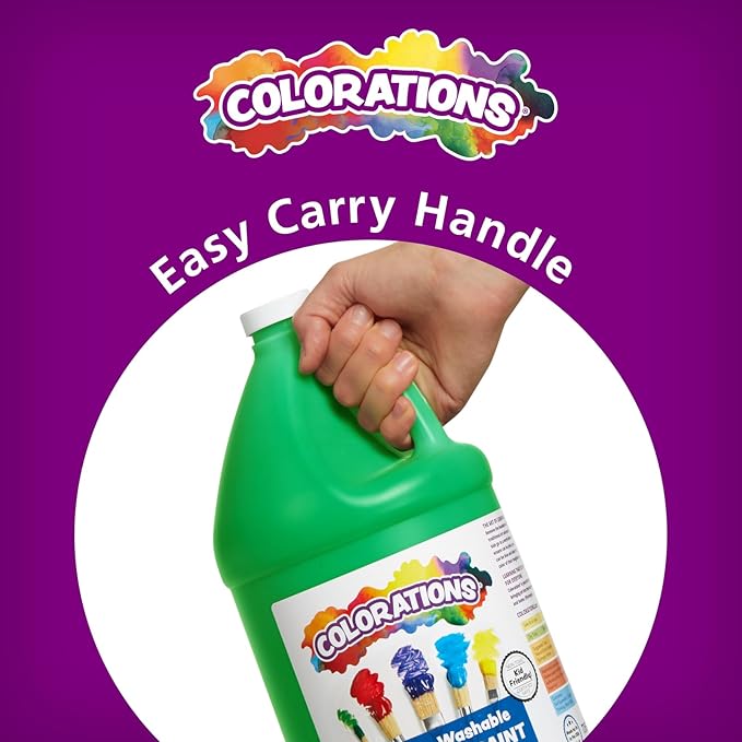 Colorations Paraben-Free Washable Tempera Paint for Kids - 1 Gallon Value Size. Vibrant White. Non-Toxic and Made in The USA