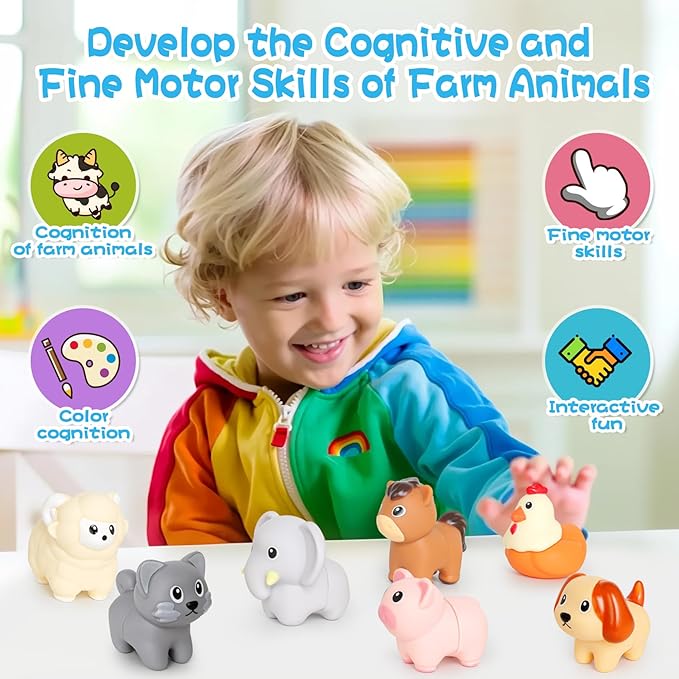 Toddler Toys,Montessori Preschool Learning Activities Animal Toy for Boys Girls,10 pcs Little People Animals Matching Games Fine Motor for Kids Ages 2-3