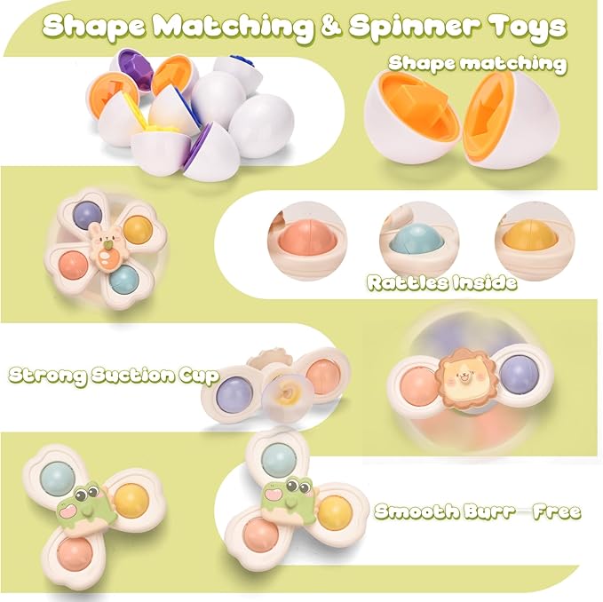 Montessoriii Toys for 1 Year Old,Baby Toys 6-12 Months,Stacking Building Blocks & Soft Infant Teething & Matching Eggs for Toddlers 6-9-12 Months,Baby Boys&Girls Gifts(7 in 1)