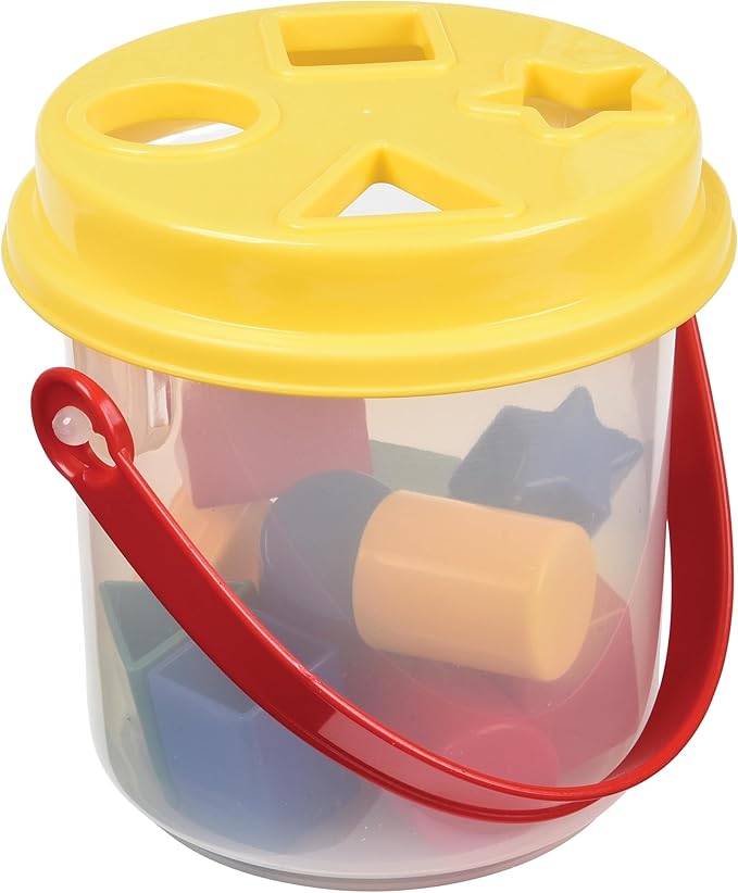 Shape Sorter Bucket – 12-Piece Toddler Math & Fine Motor Skills Toy, Special Needs-Friendly Sorting and Matching Activity
