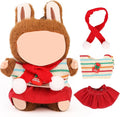 Doll Clothes for Labubu(NO Doll), for 17/15cm Plush Dolls, Clothing Suit Toy Figurine Outfit Set Dress Up with Kawaii Style Accessories, Skirt or Overall and Cute Hat or Headwear (SD7)