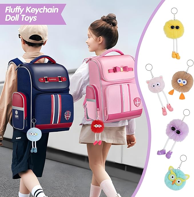 24 PCs Kids Keychains - Keychain Cute for Birthday Back-to-school Goodie Bags Pinata Toys Classroom Prizes Elementary Carnival Prizes in Bulk Party Favors 8-12 Back to School Gift