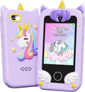 KOKODI Kids Smart Phone Toys, Birthday Gifts Unicorn Toddler Play Phone for Girls 3-10, Touchscreen HD Dual Camera Cell Phone for Kids, Travel Toy Preschool Learning Toy for Kids (Purple)