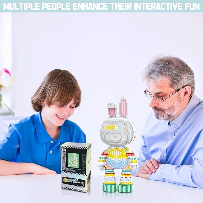 Animal Knitted Sweater Rabbit Micro Mini Building Blocks Sets Large Cute Animal Graffiti Rabbit Building Kits Model Toys for Adults Kids Teens 6950 PCS