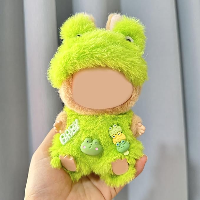 17CM Doll Clothes Set Green Hood + Green Jumpsuit, Fashion Cute Dress-Up Clothes for Doll Accessories Outfit(No Doll Included)(LBB Clothes 12)