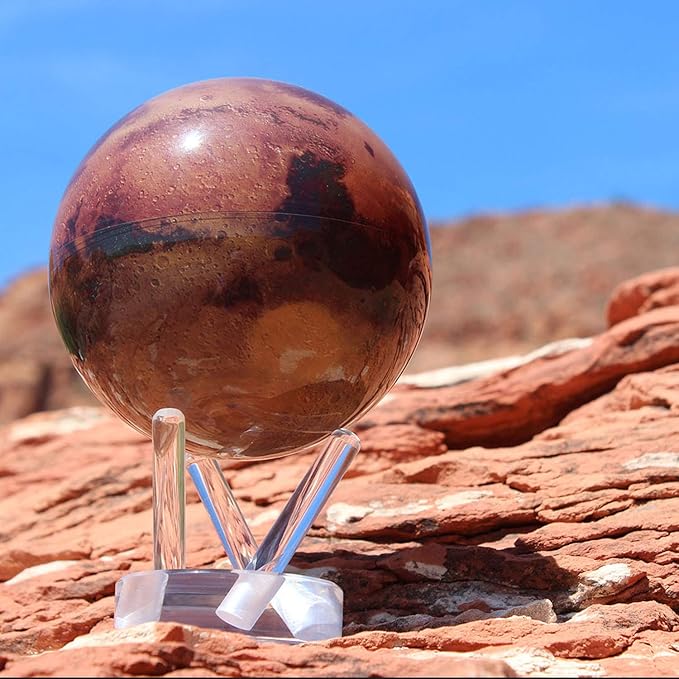 MOVA Mars Globe – 4.5” Rotating Planet Model for Space Decor and Astronomy Gifts | Solar-Powered Motion | No Batteries or Cords Needed