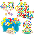 nicknack 2 in 1 Magnetic Blocks Building Toys for Kids, Toddler Boy Toys 3 4 5 Years Old, Preschool STEM Educational Montessori Toys - Magnet Pop Tubes & Balls - Birthday Gift for Boys Girls Age 3-5