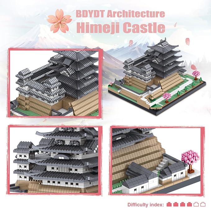 Architecture Himeji Castle Micro Building Blocks Set （3037PCS） Build and Display This Famous Japanese Buildings Model- Fun Gift for Kid and Adult