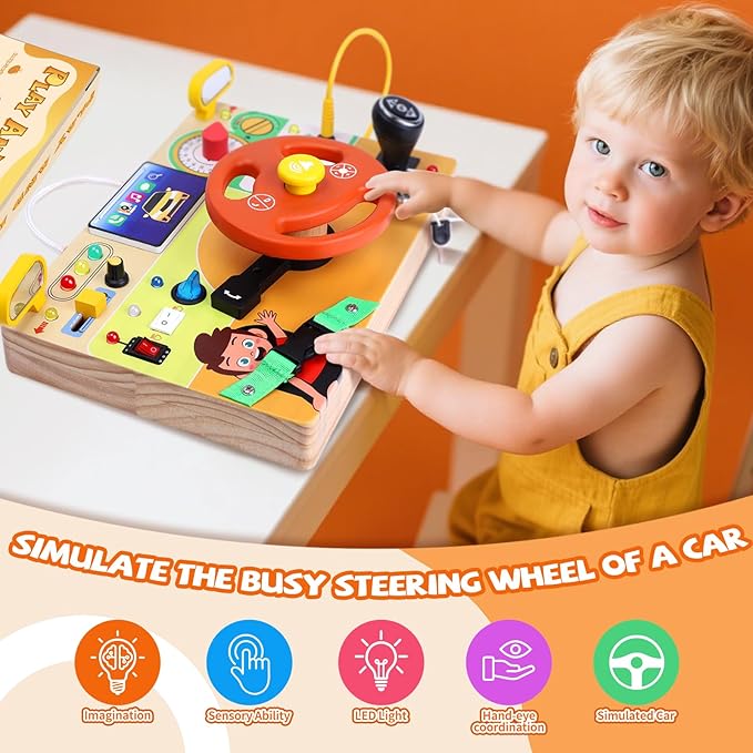 Hoarosall Busy Board,Montessori Toys for 1+ Year Old Boys & Girls,Travel Activities for Toddlers,Sensory Toy for Kids with Autism,Perfect Christmas Birthday Gift Ideal (Busy Board v6)