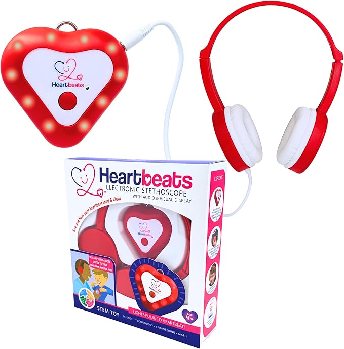 Heartbeats Electronic Stethoscope Toy with LED Display & 10X Sound Amplification, Real Working Stethoscope - STEM Medical Learning Toy Boys & Girls Age 4+, Kids Nurse Doctor Kit - Educational Toy Gift