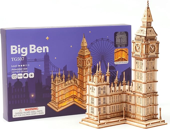 Rowood 3D Puzzles for Adults Wooden Model Kit Adult Craft Kit Gifts for Age 14+ Big Ben
