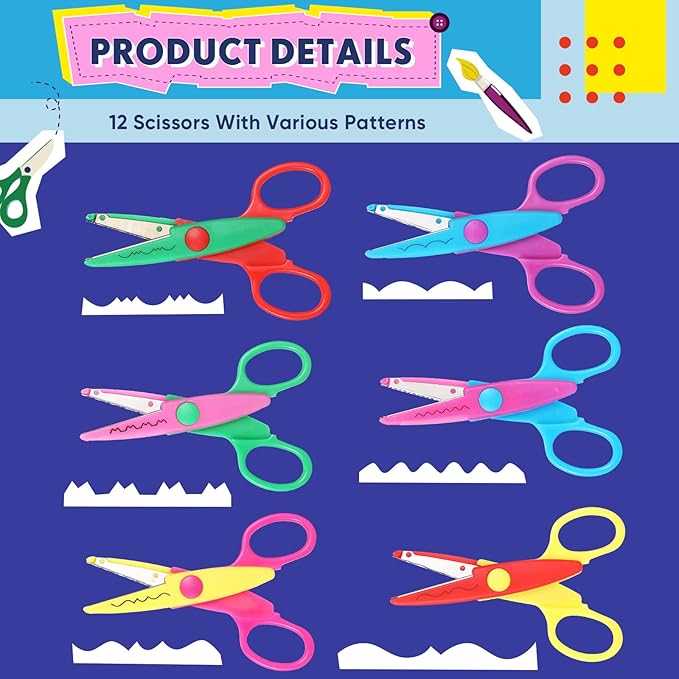 22 Pcs Craft Hole Punch and Creative Scissors Set, Including 12 Craft Pattern Scissors Decorative Edge Scrapbooking Edging, 10 Paper Punch for School Kids Adults Crafting