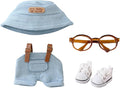 17cm Doll Clothes Set (No Doll), 4 Pieces Outfit Set for 6.7inch Dolls Dress Suit, Fashion Dress Up Hat Clothes Shoes Accessories for 1st/2nd/3rd Gen Dolls Play & Display Blue