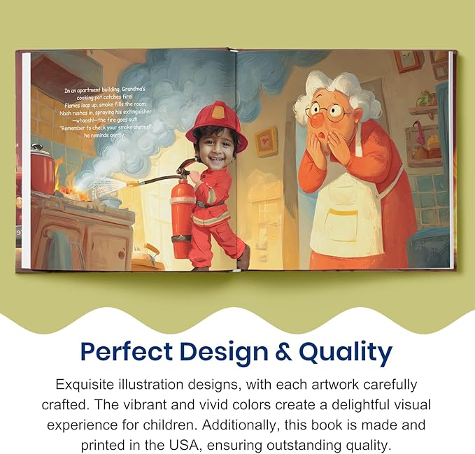 ELFINK Personalized Children Story Books - The Brave Firefighter - Customized Name & Photo - Baby Gifts - Children Bedtime Story (Soft Cover)
