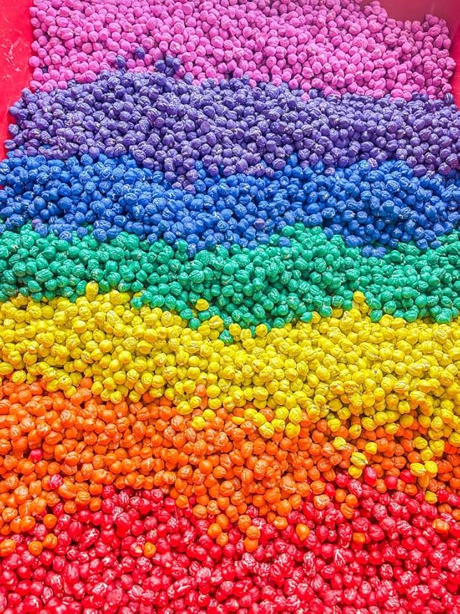 Colored Chickpeas for Sensory Play and Sensory Bins - Many Different Seasonal Colors (4 Cups, Rainbow)